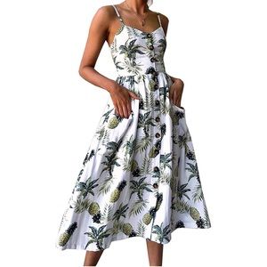 Halife | Pineapple midi tank top a line dress